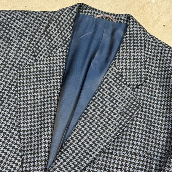 Konen Munchen Houndstooth Blazer Wool Cashmere Sport Coat Blue 42R - Picture 6 of 13